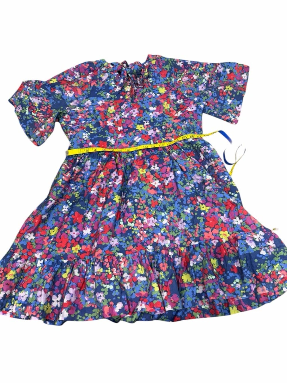 Summersalt Floral Print Tie Neck Tiered Knee Length Size S/M Beach Coastal - Picture 9 of 11